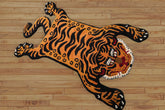 Faheema 3x5 Hand Tufted Hand Made 100% Wool Tiger Novelty Oriental Area Rug Orange, Gold Color